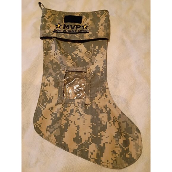 Vintage Military Camo Christmas Stocking Most Valuable Patriot MVP - Picture 1 of 6